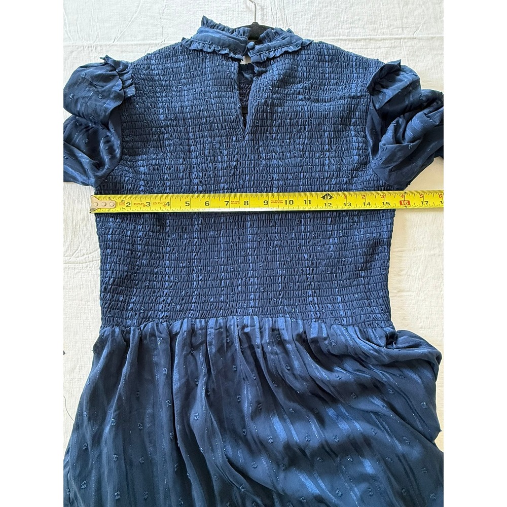 Lulus Heartful Romance Navy Striped Smocked Long Sleeve Mini Dress Size M - Picture 9 of 11